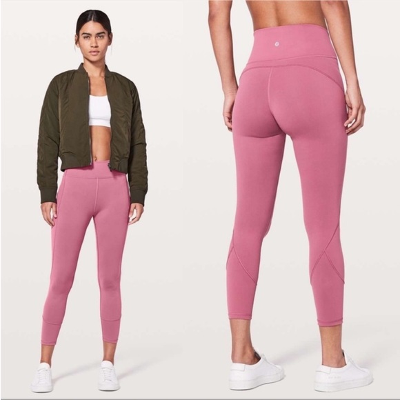 Like New Lululemon In Movement 7/8 Tight *Everlux 25" Moss Rose EUC - Picture 1 of 11